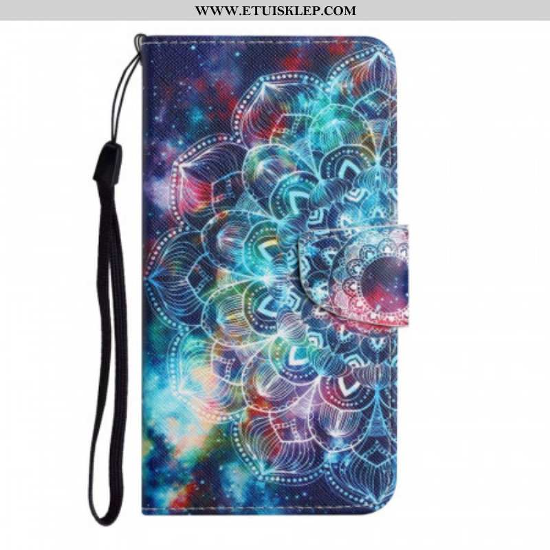 Etui Folio do Xiaomi Redmi Note 11 Pro Plus 5G z Łańcuch Błyskotliwa Mandala Z Paskami